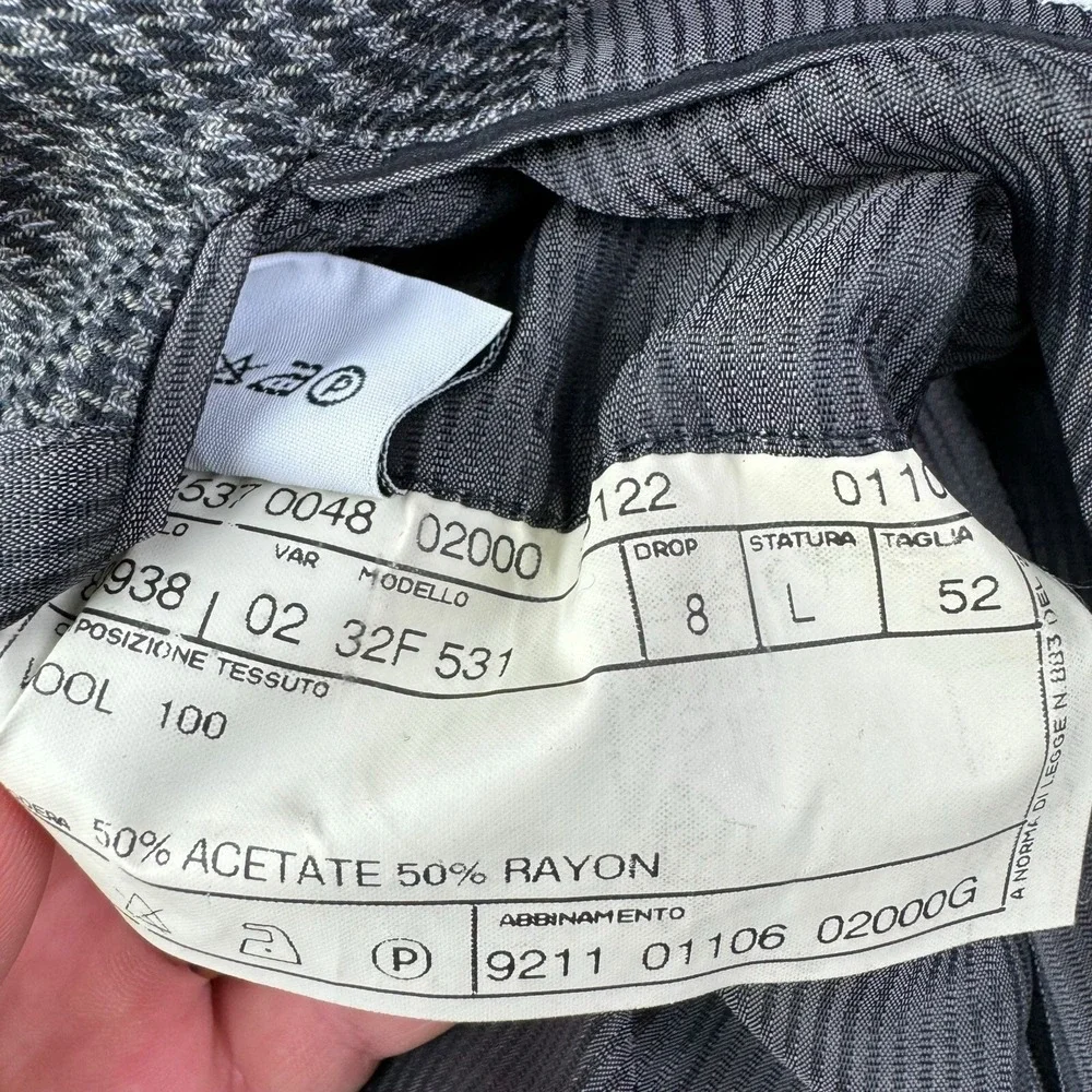 Pal Zileri Gray & Black Houndstooth Wool 3 Button Blazer Mens Size 42L‎